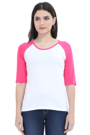 Pink & White Round Neck Tee